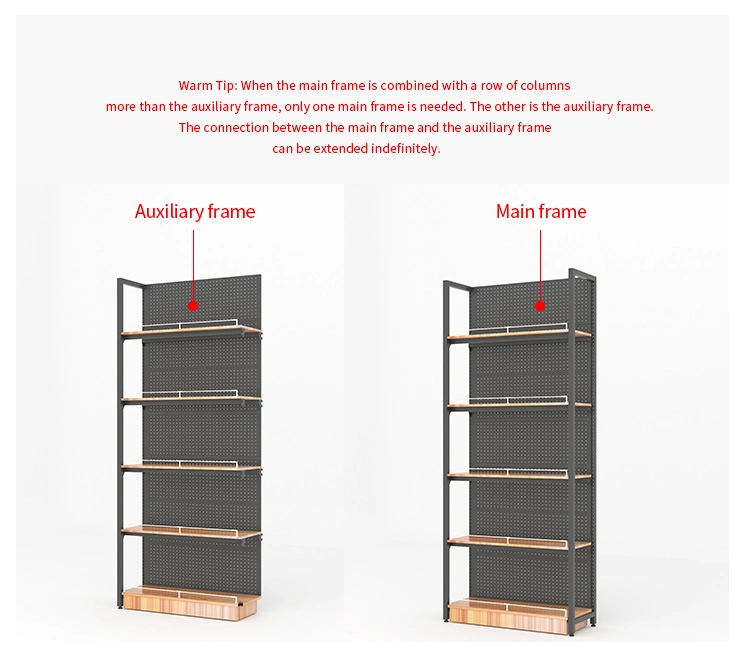 Супермаркет полки Деревянная сталь продовольственный магазин Мебель Розничная торговля стойки для витрен