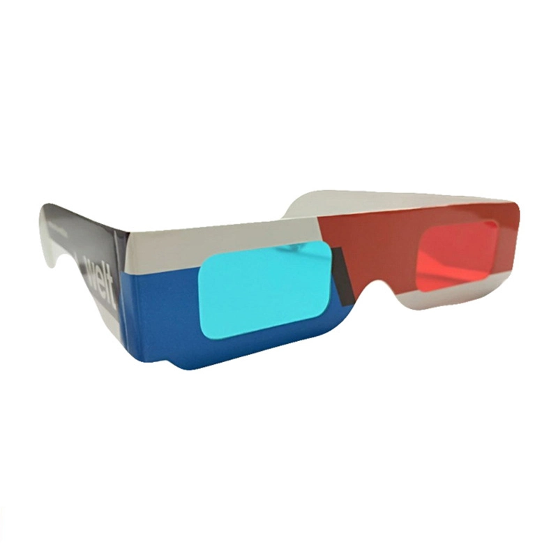 Custom Cinema Red Cian Cardboard desechable 3D Glasses de papel