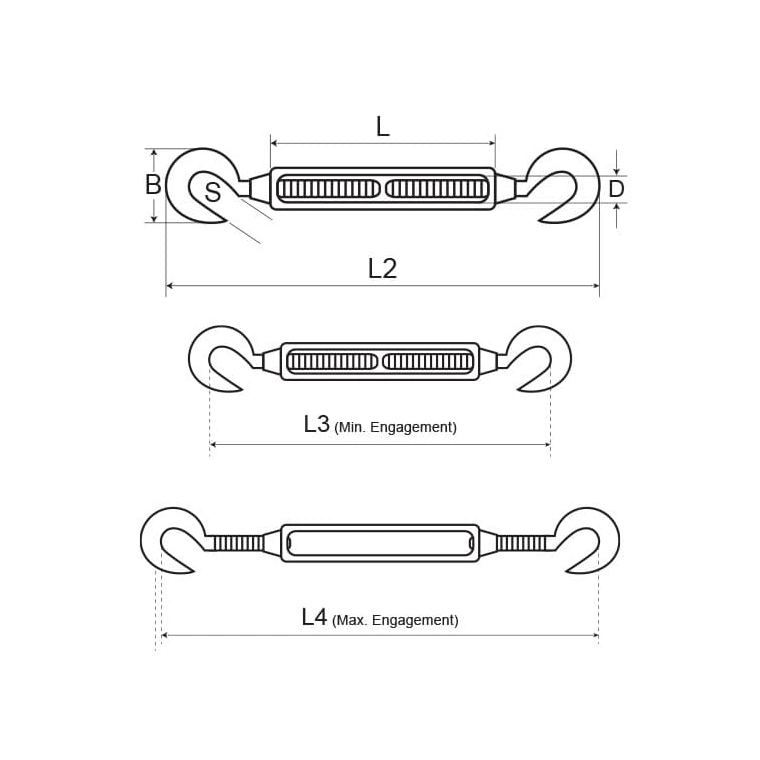 Qingdao hardware de montaje personalizado Us Tipo Acero al carbono tensor forjado Ojo y gancho