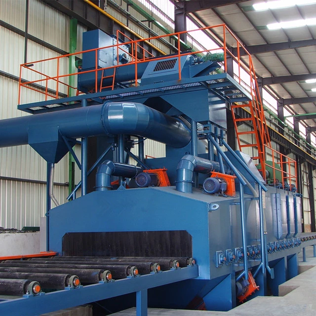 Machine de grenaillage à convoyeur à rouleaux pour poutres en H en métal et plaques en acier