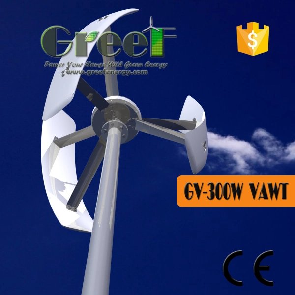 300W 1kw 2kw 160rpm Vertical Vawt Windturbine Generator for Home