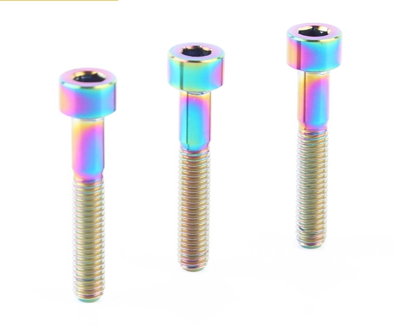 Pernos de bicicleta M6*20mm Titanium Bolt Factory TI GR5 TC4 Handlebar Tornillo DIN Gold Rainbow PVD Coating TI pernos