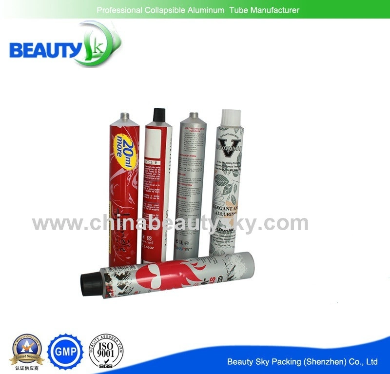 Empty Aluminum Collapsible Cosmetic Pharmaceutical Skincare Hair Color Cream Packaging Tube