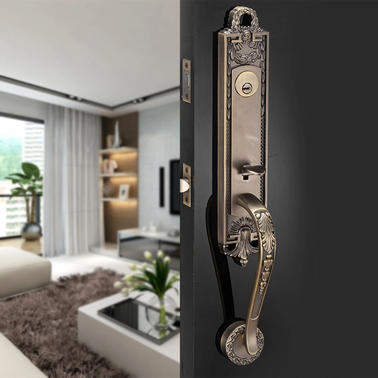 American Zinc Alloy Mechanical Key Lock Door Handle Hardware