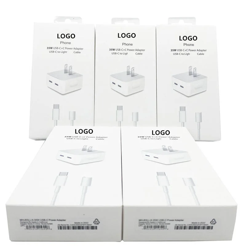 Оригинальное качество US EU UK Plug 35 Вт PD зарядное устройство для Apple iPhone 12 13 14 PRO Max PD Быстрая зарядка Комплект адаптера питания USB C.