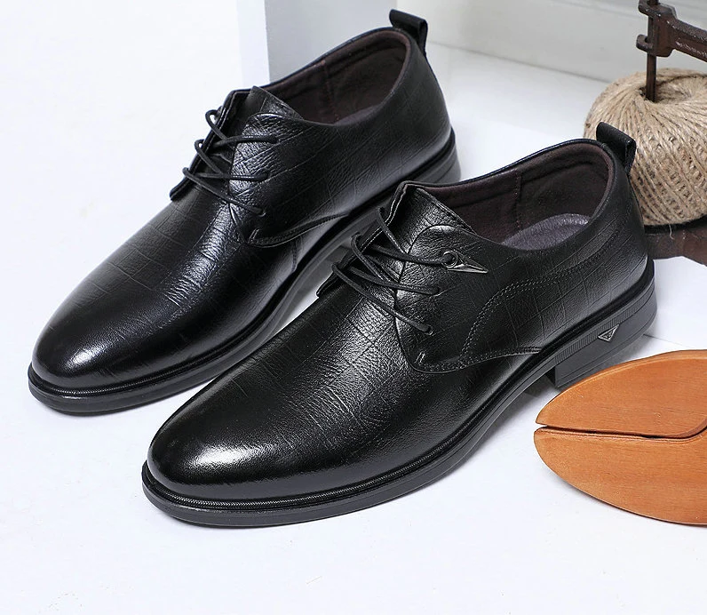 Leather Black Shoes for Men Business Casual Shoes, Formal Shoes, Lace-up Oxford Shoes Esg13982