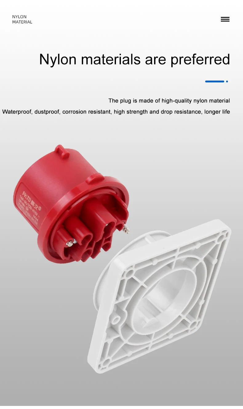 Aviation Industry Plug and Socket Three-Phase Electric 380V IP44 16A 4hole Plug