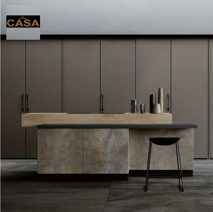 Nueva Moda Madera Laminado moderno Melamina Formica Cocina antigüedad Distressed Armarios de cocina