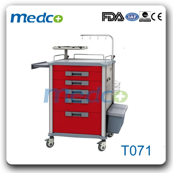 Hot! ! China Medical ABS Trolley Hospital Emergency Treatment Cart