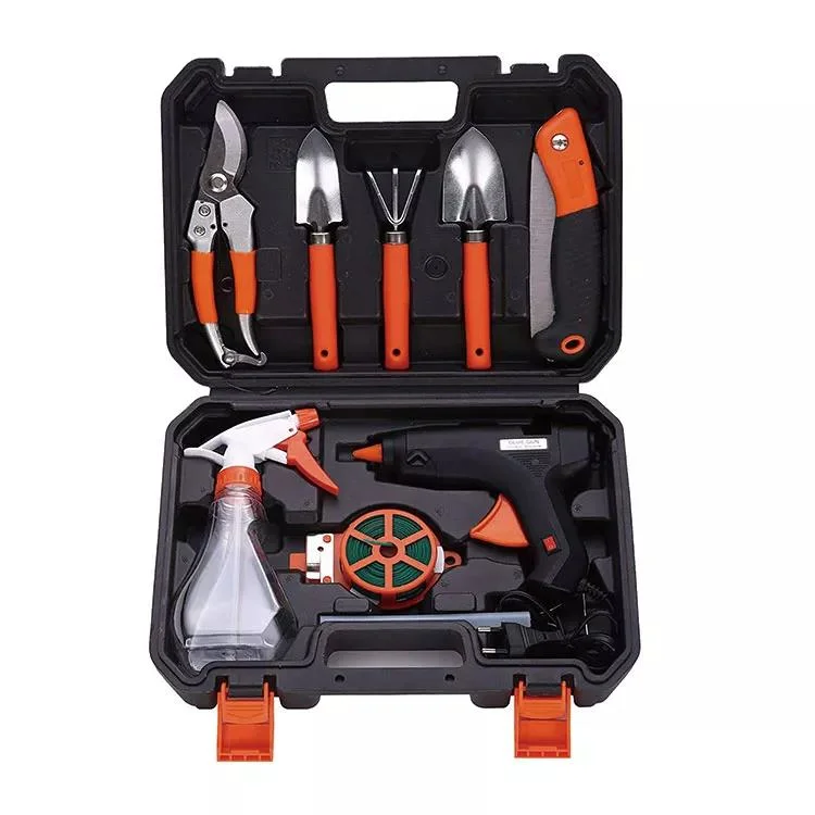 10 PCS Venda Quente Orange mini jardim ferramentas eléctricas portáteis profissionais e o conjunto de ferramentas de jardinagem com estojo de transporte