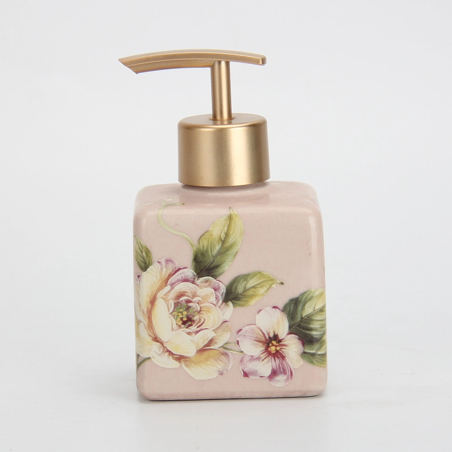 Br007 Fancy Ceramic Pink Lotion Pump Bottle Jar Porcelain Hand Sanitizer Bottle Modern Accessories Bathroom