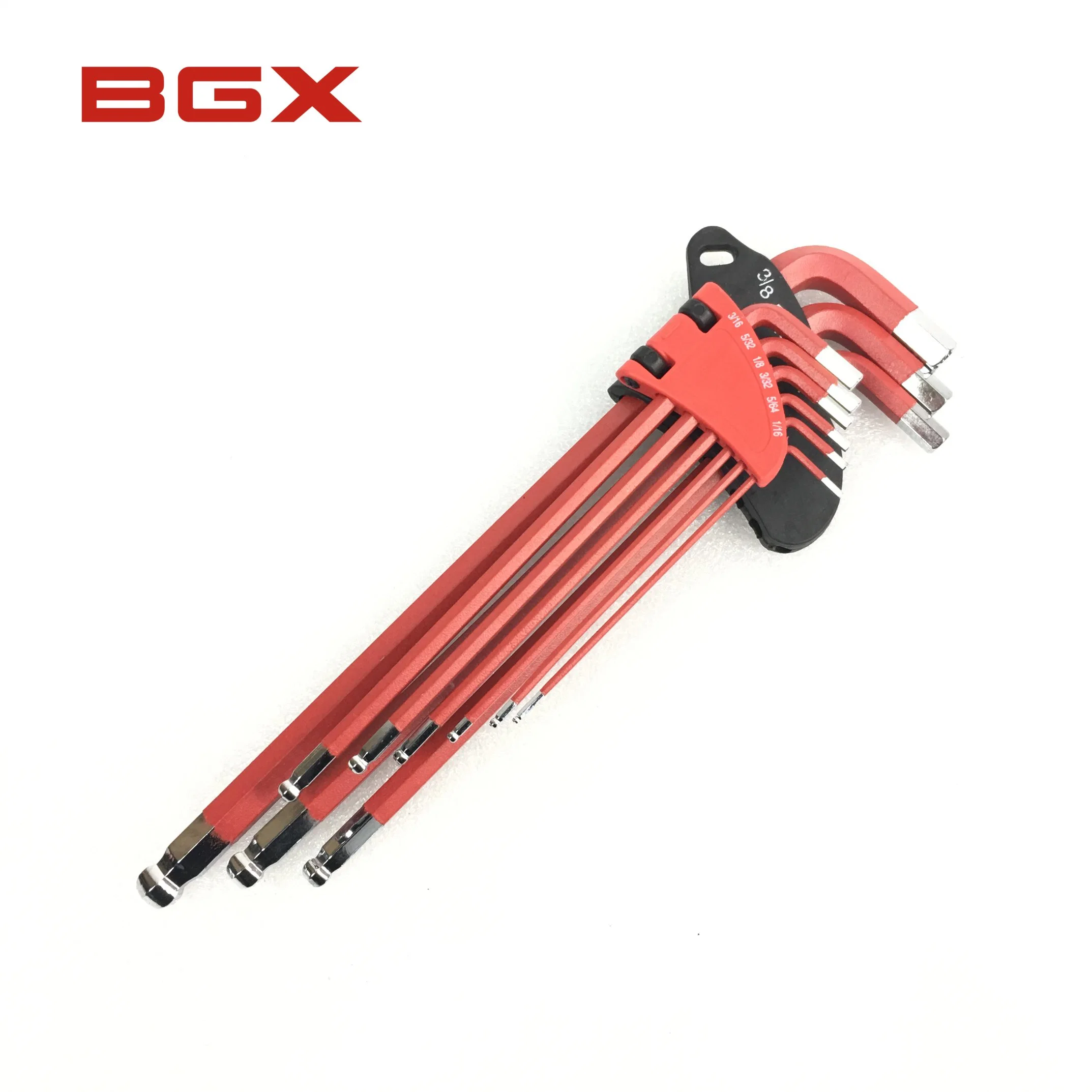 BGX 9PCS Ball End Imperial Size Red set Hex Key Wrench Set