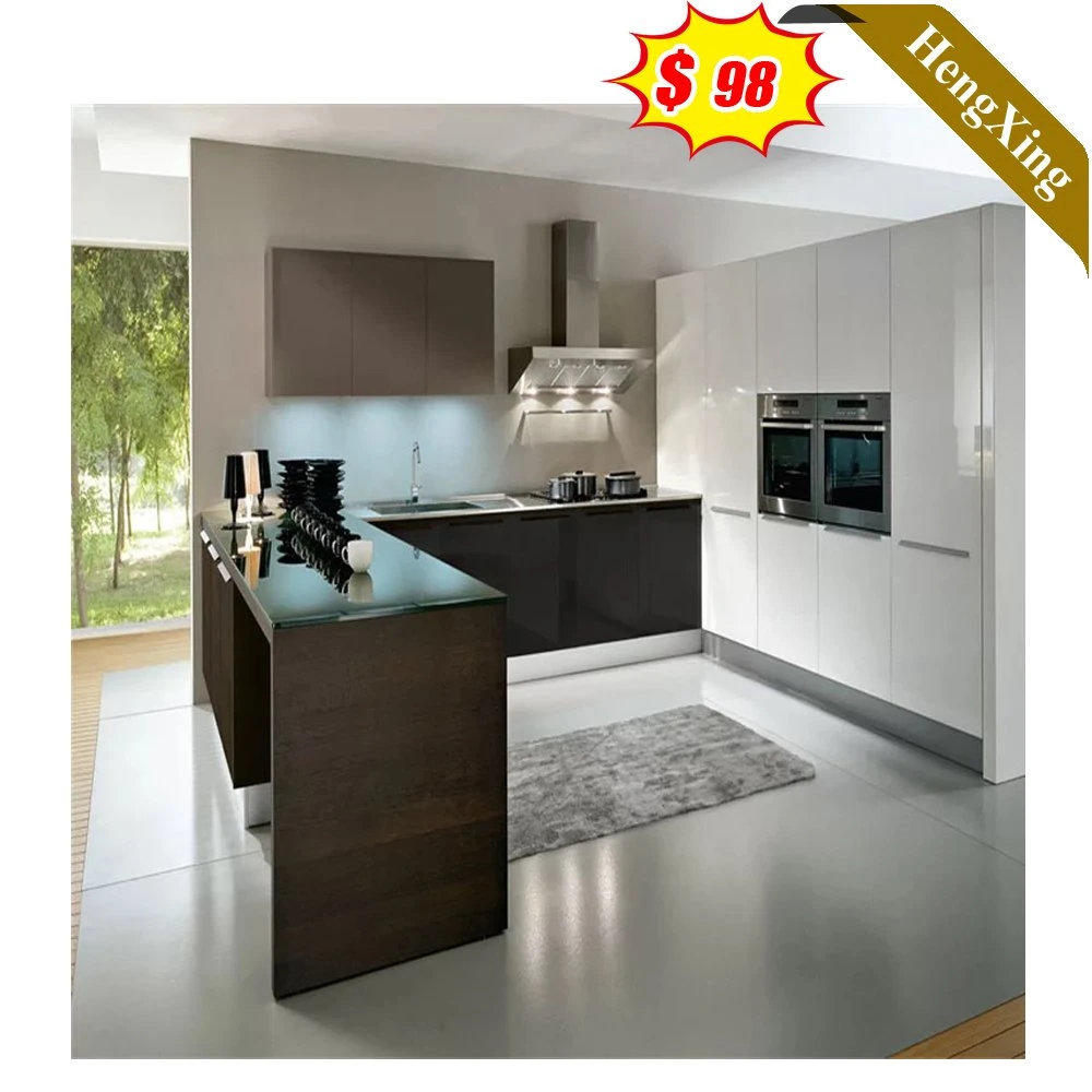 Hot Sell New Quality Home Furniture Aisle Shape Kitchen Set with Bar Big Cabinets