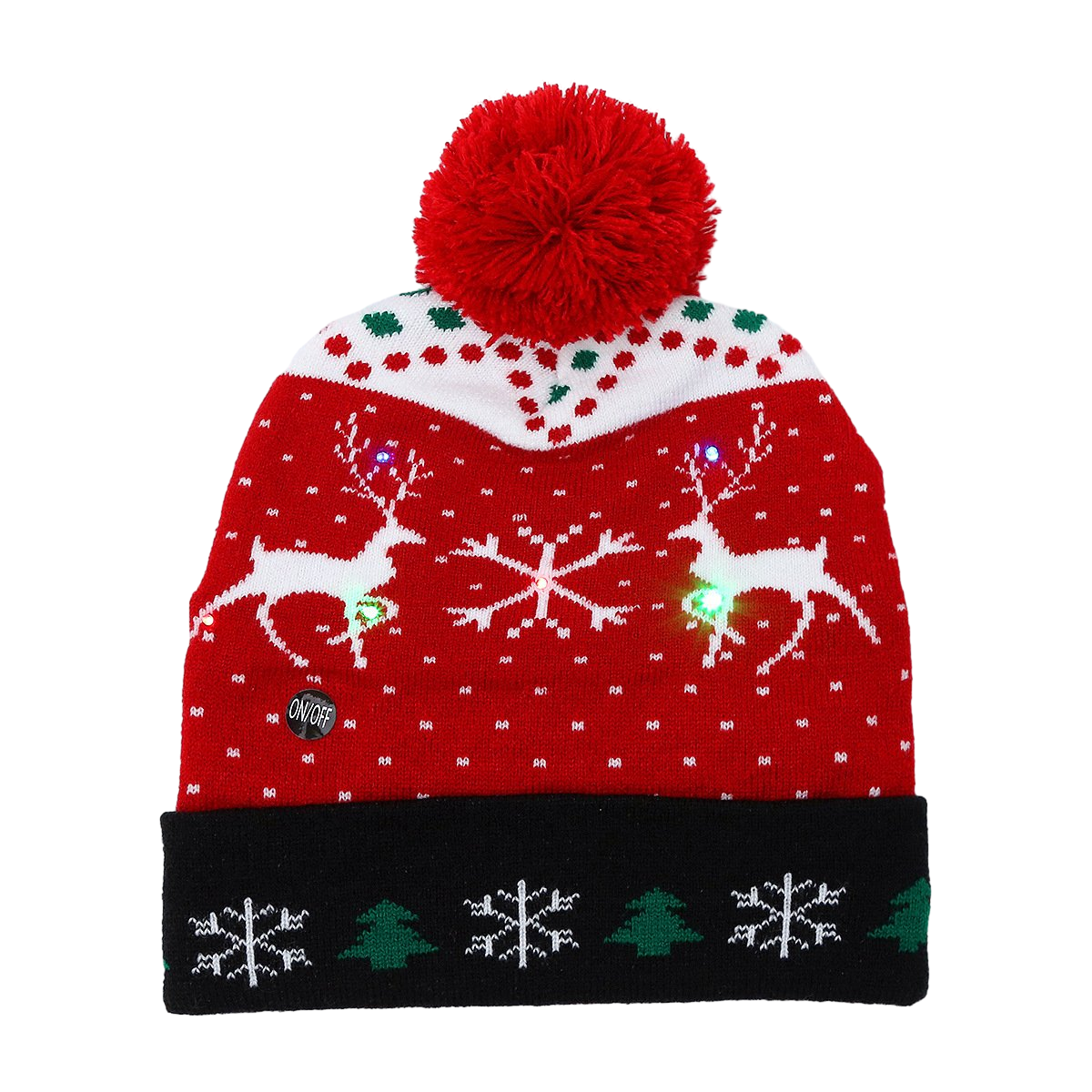 Christmas Hat LED Thermal Knitted Cap Xmas Holiday Hat with Reindeer