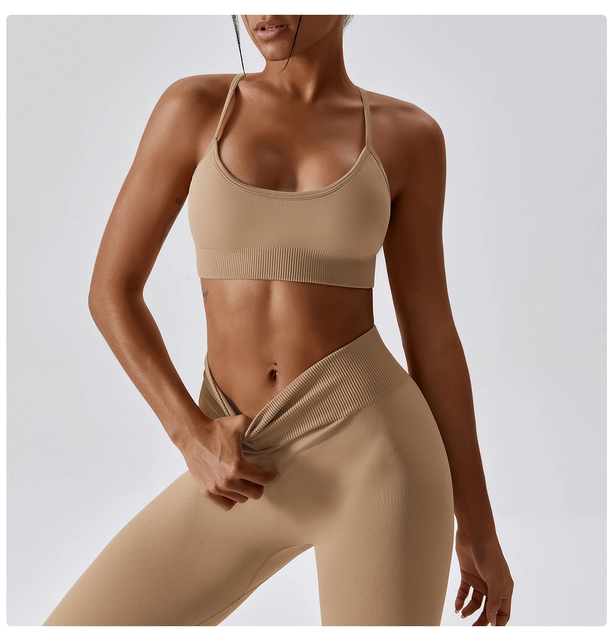 As mulheres Sport Ginásio Perneiras Perfeita adequação 2PCS Sportswear Vestuário de exercícios conjuntos de ioga de tamanho mais desgaste activa