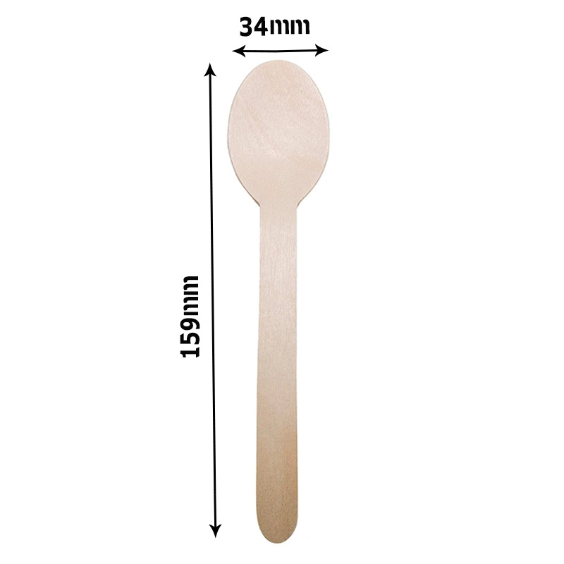 Eco-Friendly Disposable Cutlery 160mm Wooden Spoon