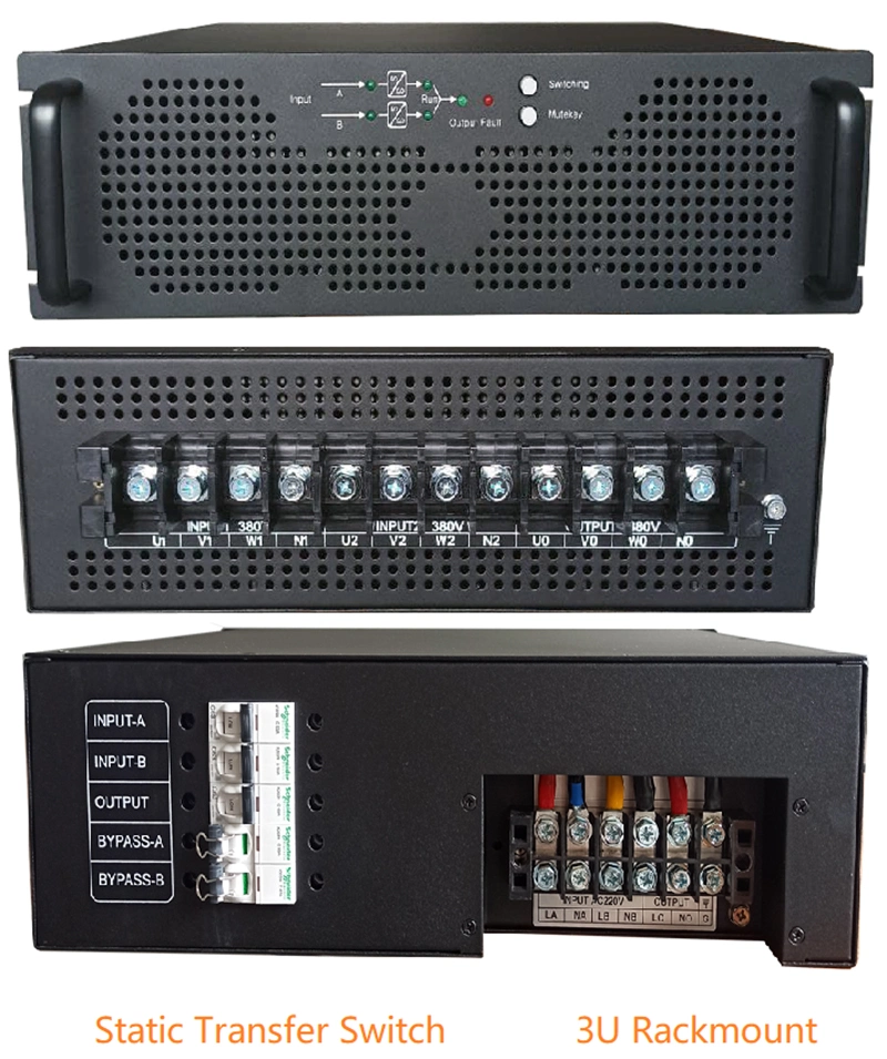 3urackmount Sts مفتاح النقل الثابت 0.6ms التغيير مع الوقت غير المنقطع مصدر الطاقة