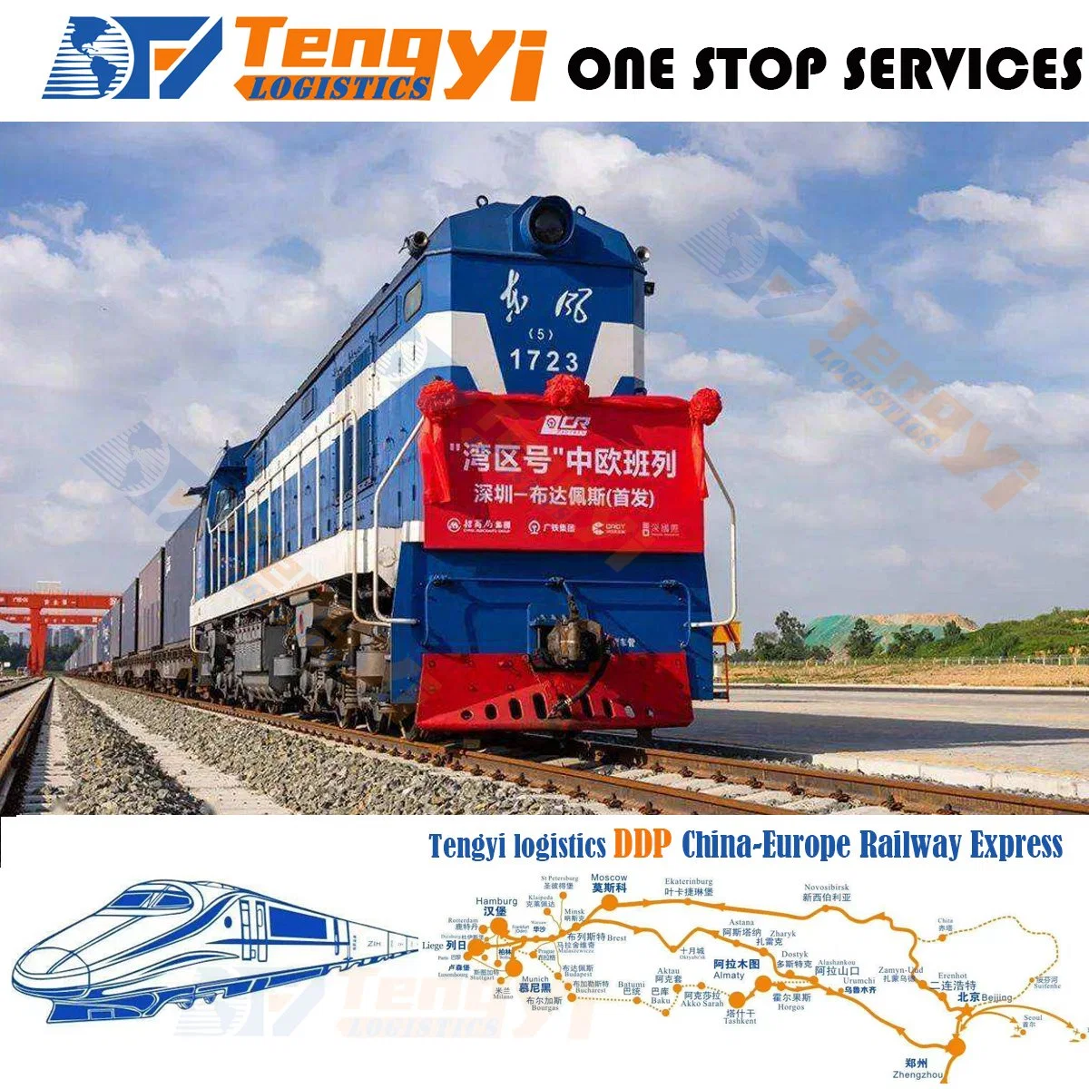 Shipping Cargo Goods From China Tomadrid Murcia Pamplona Spain Train/Railway/ Logistcs by Train and Railway