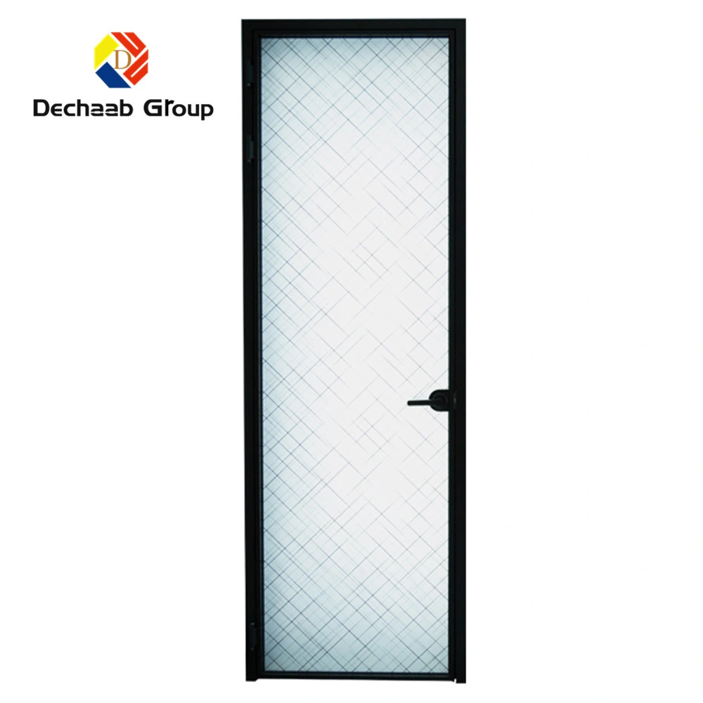 Special Design Slim Narrow Aluminum Frame Tinted Frosted Glass Interior Swing Door