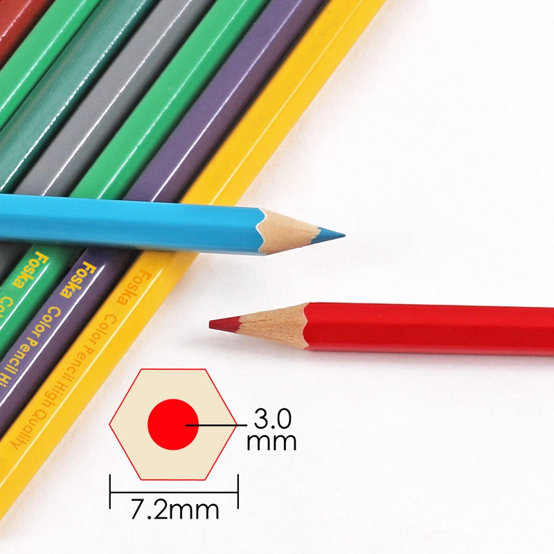 Foska High quality/High cost performance  7.0'' 24 Colors Natural Wood Hexagonal Color Pencil