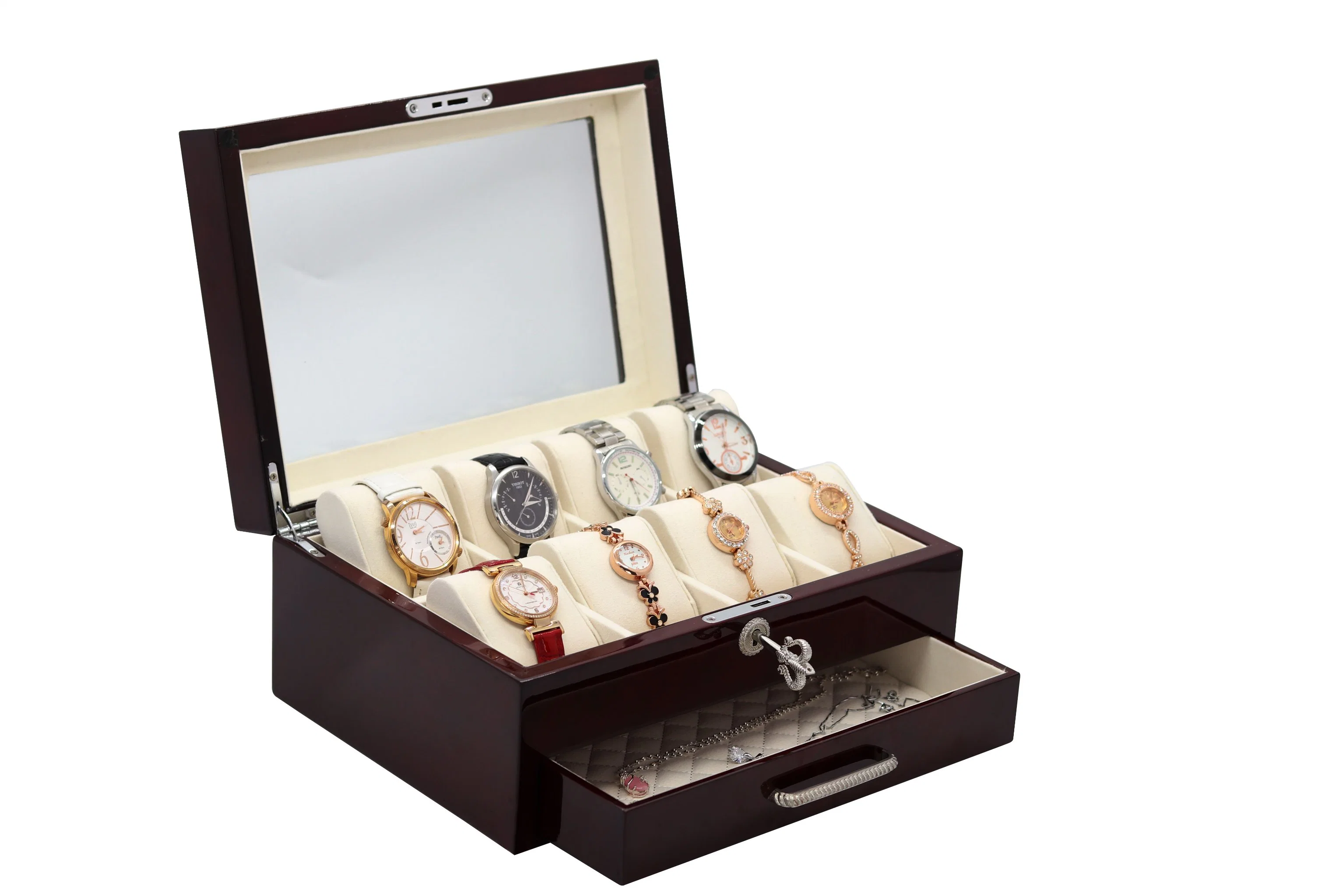 Vigilância de madeira caso a embalagem, caixa de exibição de jóias, Dom Embalagem Caixa de jóias
