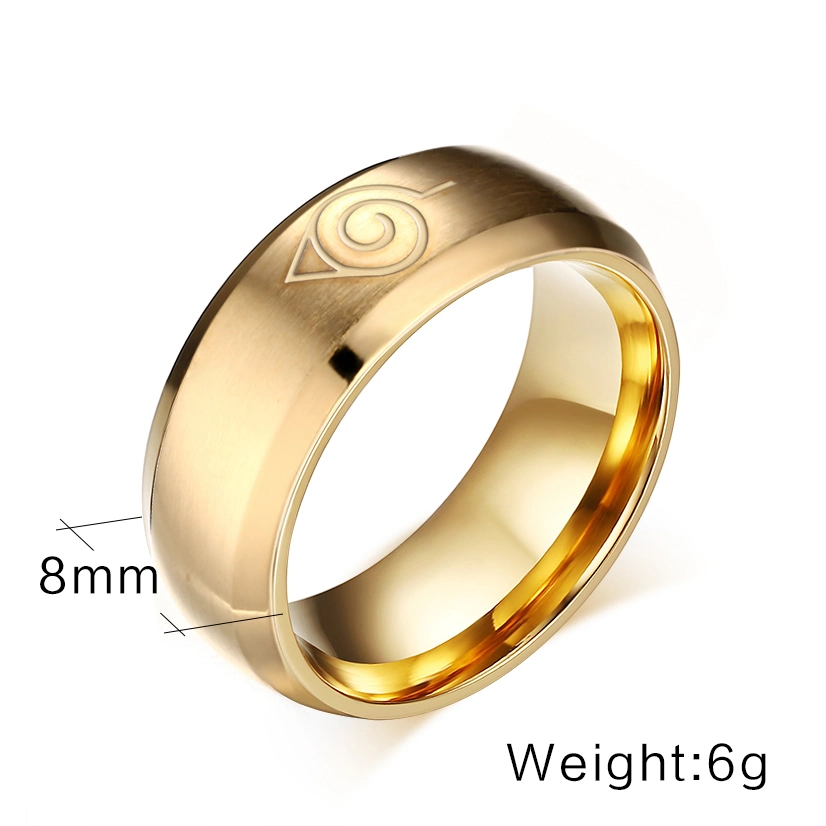 Manufacturers Wholesale/Supplier Laser Naruto Ring Custom Steel Gold Rings for Men