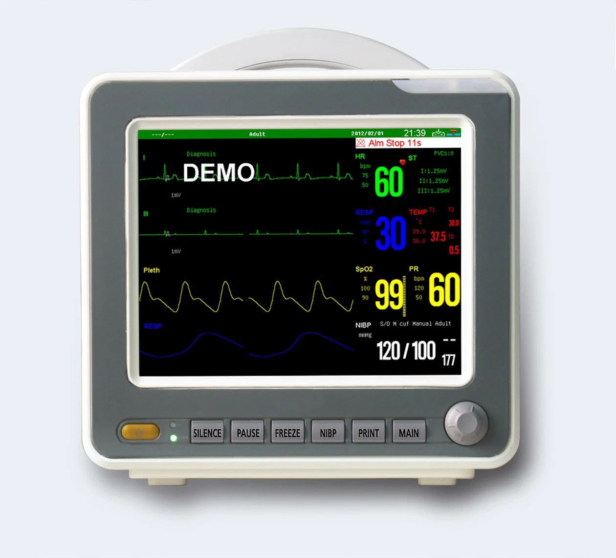 La CE aprobó 12,1 pulgadas de la ICU de ECG de Monitor de Paciente con la capnografía para equipo médico