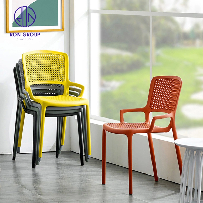 Modern PP Plastic Stackable Restaurant Furniture Colorful Dining Chair with Armrest