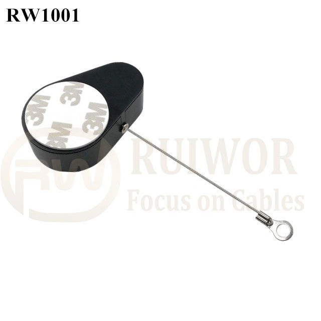 Drop-Shaped Retractable Security Tether with Ring Terminal Inner Hole Option 3mm 4mm 5mm