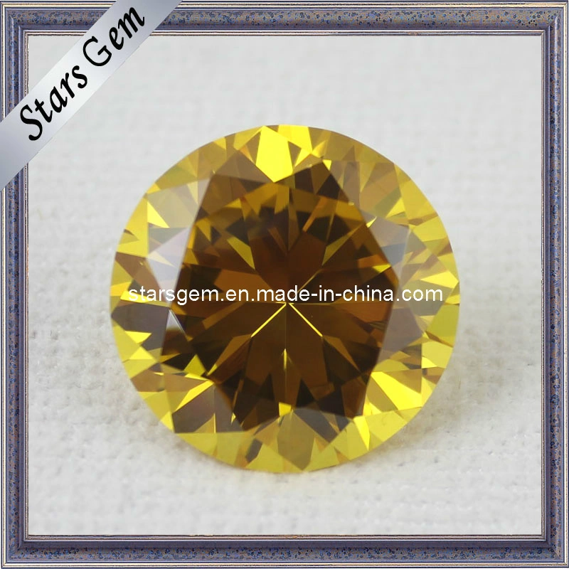 AA forma redonda brillante de color amarillo oro para joyería Piedras Preciosas CZ