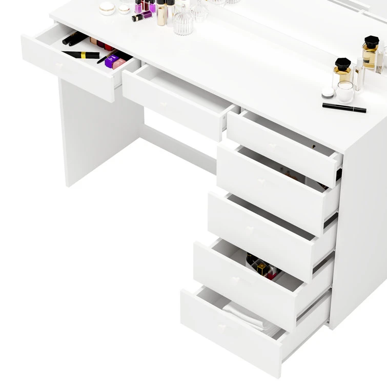 Bedroom Furniture Wooden White Large Dressing Vanity Makeup Table with Mirror