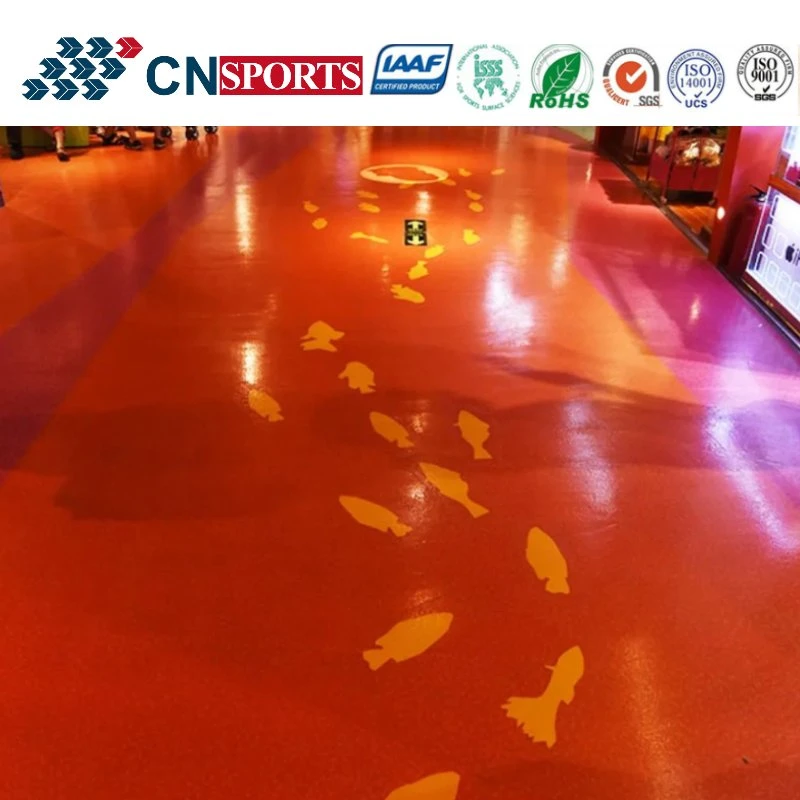 Easy Cleaning Scratch Resistant PU Coating Seamless Rubber Commercial Flooring