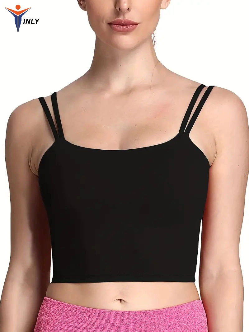 Mujer Twist Back sujetador deportivo entrenamiento ropa Fitness relleno Camiseta de tirantes de yoga sin espalda