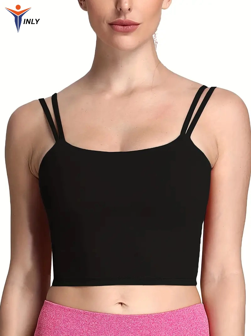 Soutien-gorge de sport dos torsadé pour femmes, tenue de sport, rembourré, dos nu, débardeur de yoga court pour la remise en forme.