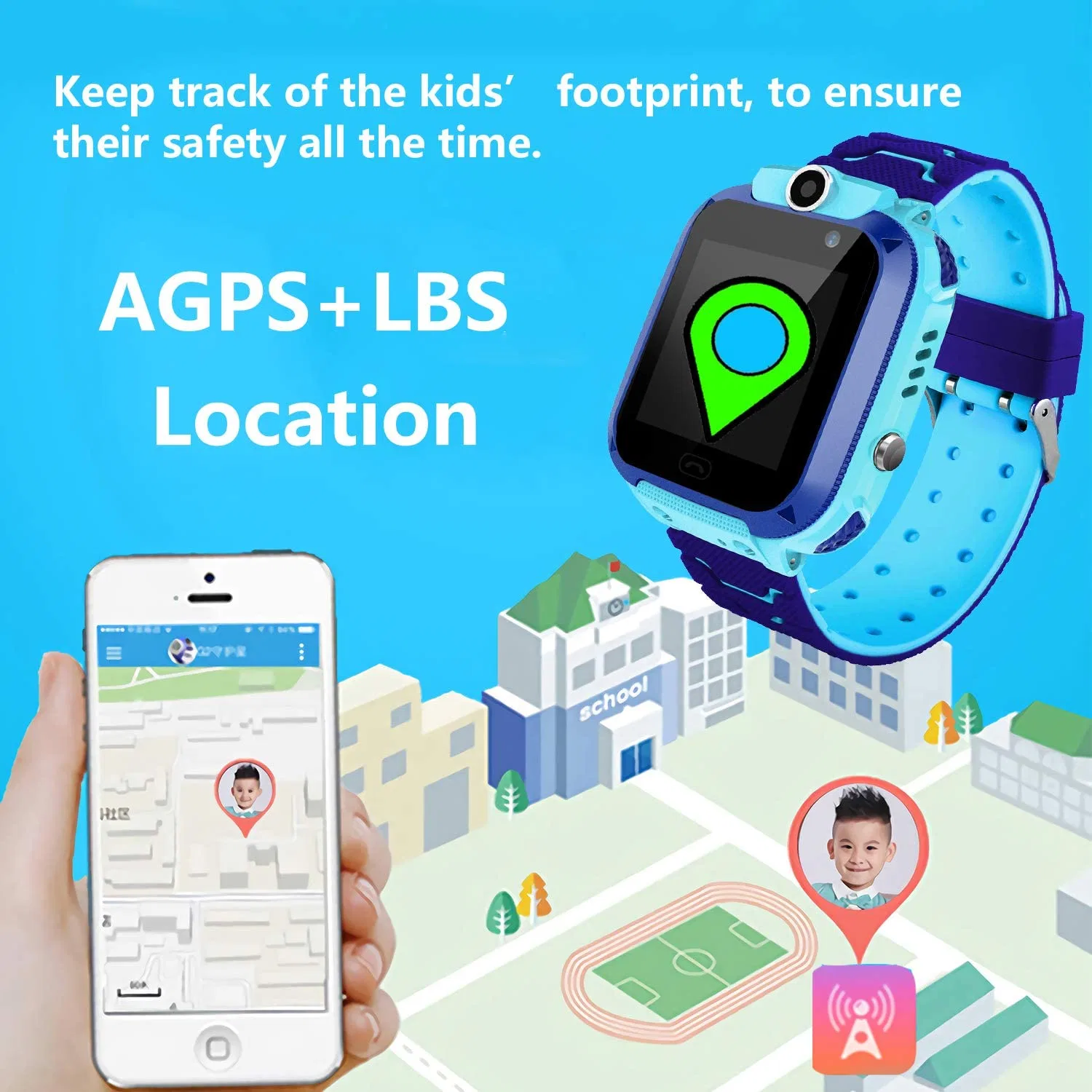 Atch para crianças atacado, Smart Watch Phone com GPS Tracker para meninos, meninas, presente de aniversário para crianças