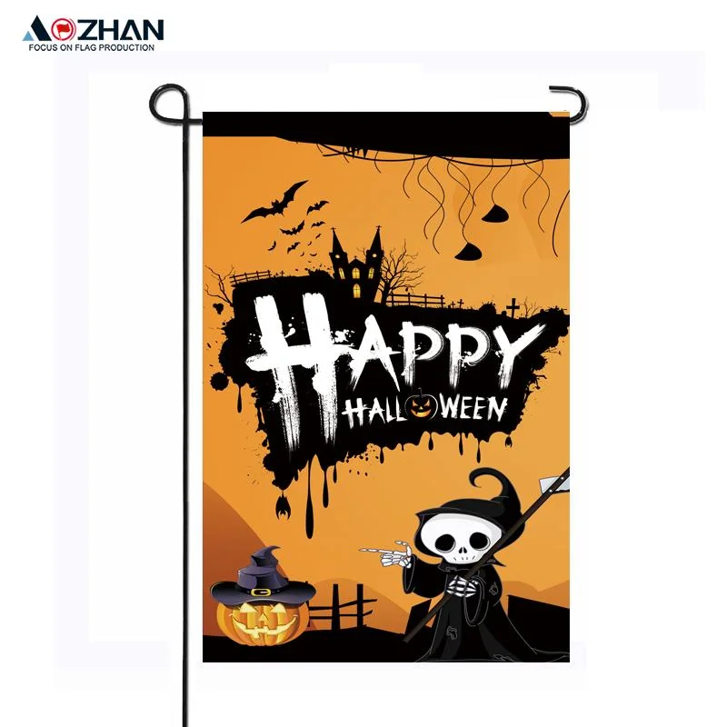 Wholesale/Supplier Pumpkin Ghost Witch Double Side Digital Printing Polyester Garden Flag for Home Yard Halloween Decoration