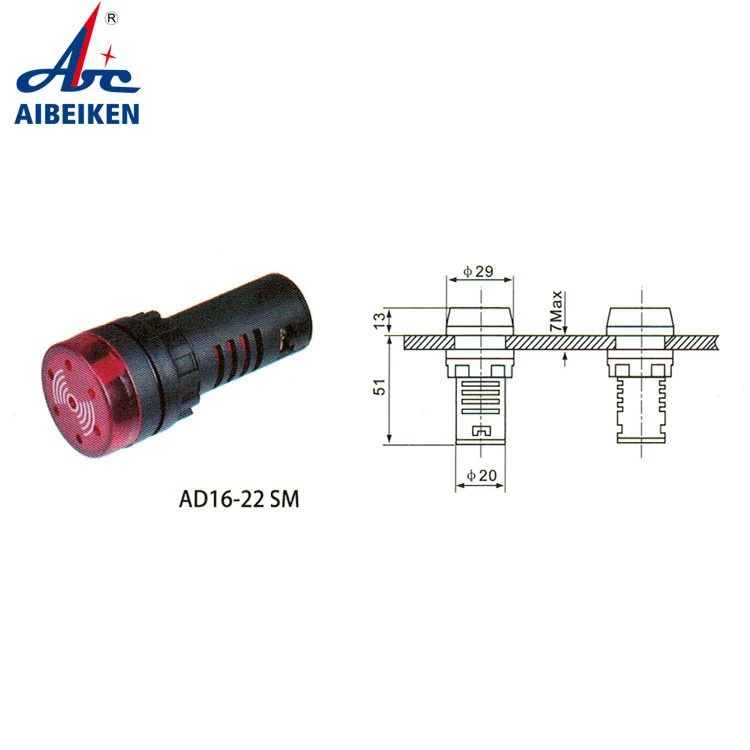 Wholesale/Supplier Price Cheap Ad16-22sm LED Indicator Light High quality/High cost performance Buzzer Bike Signal Light with Red Light