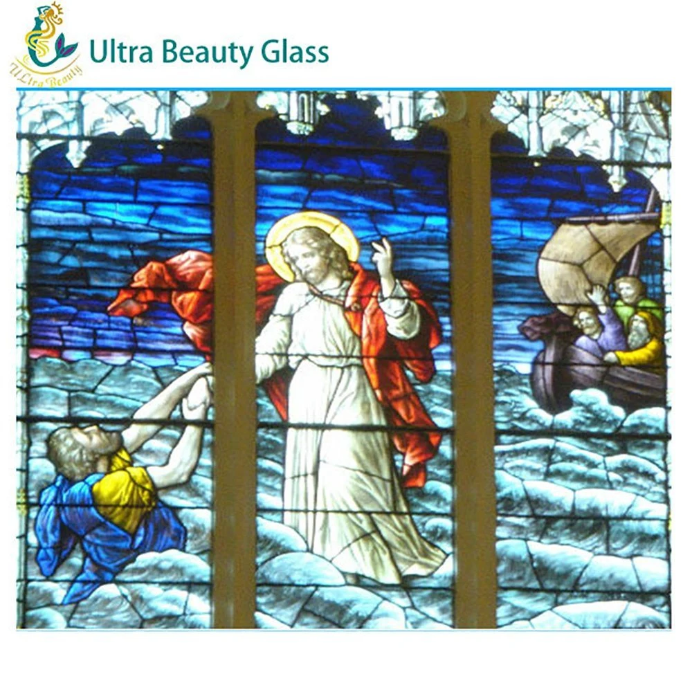 Iglesia de estilo Tiffany personalizado de vidrieras decoración de Arte de vidrio de color para la ventana