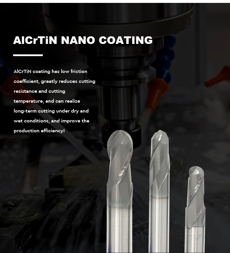 HRC65 Fraise en carbure de tungstène solide à bout rond et plat pour fraiseuse CNC, perceuse pour métaux, fraiseuse pour routeur, machine à meuler.