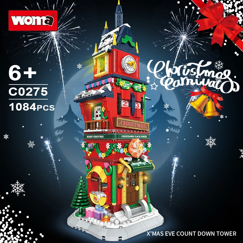 Woma Toys 2022 CPC Kids Adult Decompression Christmas Countdown Clock Tower Construction Toy Small Building Block Brick Children Gift DIY Juguete