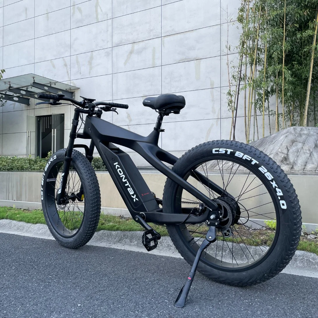 Kontax Full Black 26 Inch Carbon Fiber Electric Bike Powered Adult Bike with CE Ebike Motor Bike