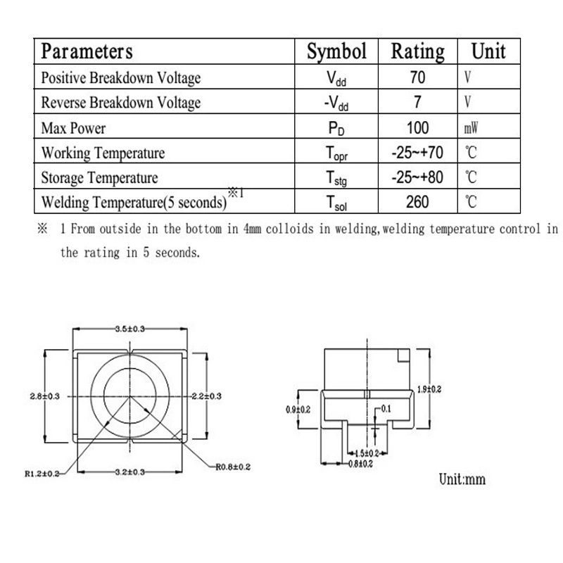 Sensor de luz do SDM ambiental CDS SMD Sensor3528