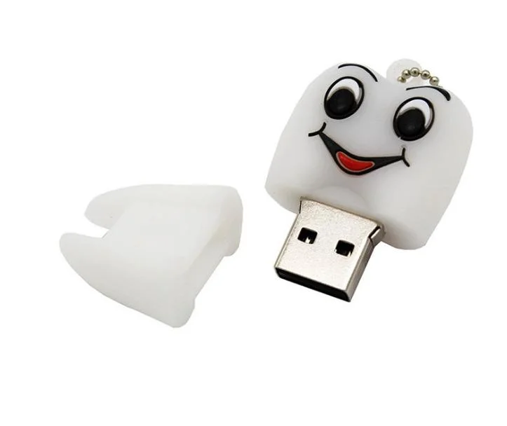 شكل الأسنان 16 جيجا بايت 32 جيجا بايت مخصصة 2D/3D PVC Cartoon USB محرك أقراص محمول