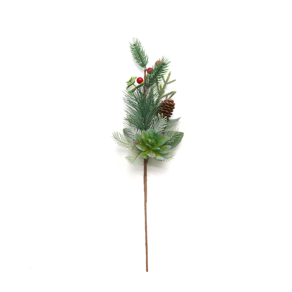 Wholesale Hot Selling Artificial Green Plant Flower Branches Simulation Multi Meat Pine Needles Christmas Branches Home Installation Winter Green Plants