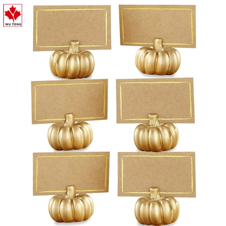 ديكور الخريف Mini بطاقة اليقطين الذهبي حامل ورقة اليقطين الديكور طاولة عيد الشكر