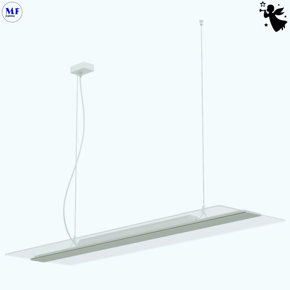 Hanging Linear 4FT 5FT 50W 60W 75W Smart 0-10V Dali Dimmable LED Square Pendent Panel Lamp for Studio Exhibition Hall Community Center Dining Room Library