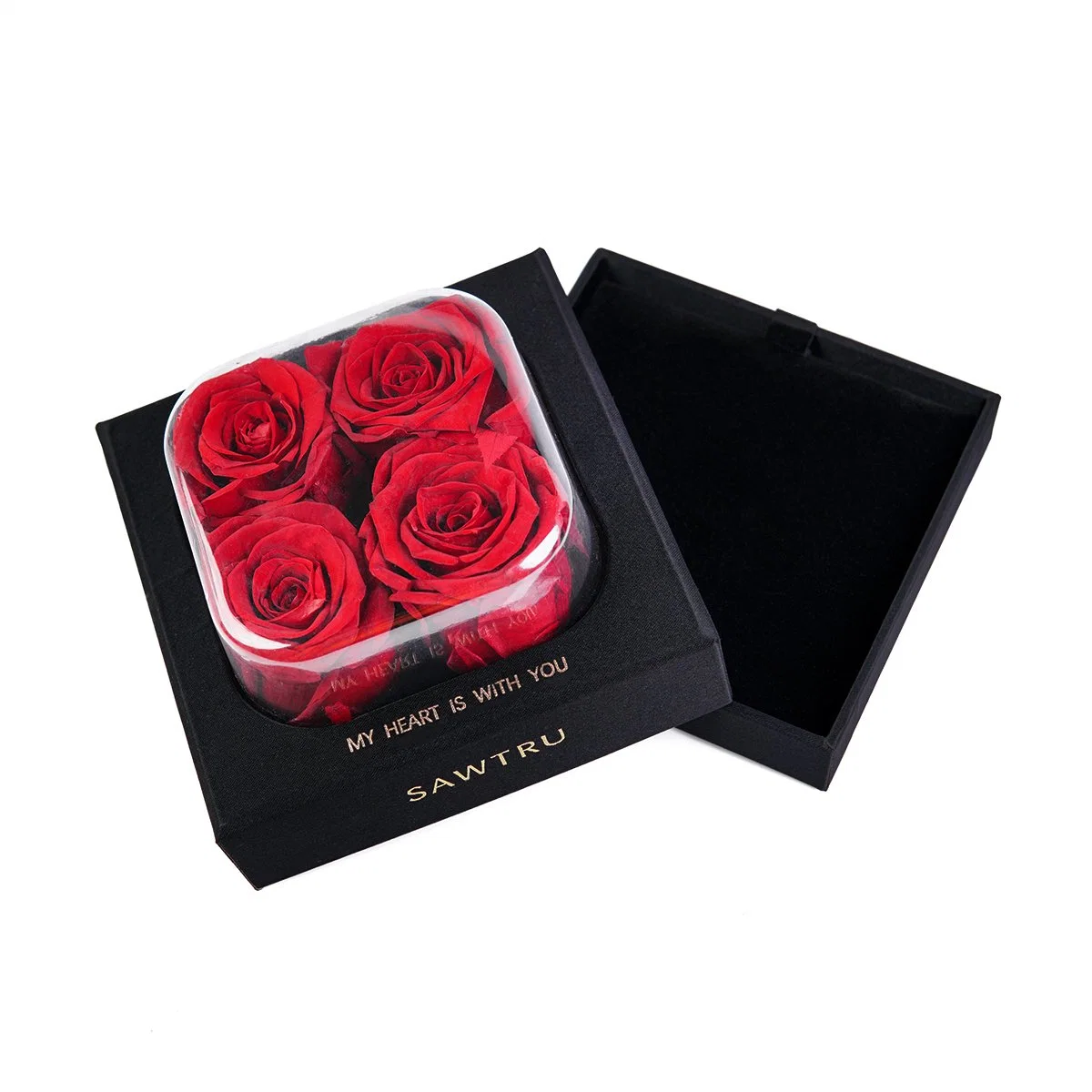 L'emballage personnalisé du papier kraft Fleur Rose boîte cadeau avec fenêtre PVC