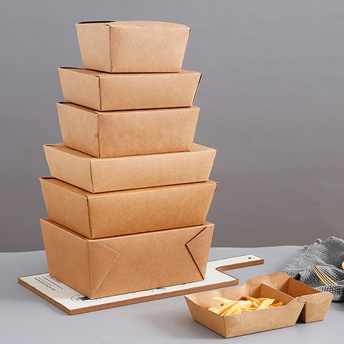 Grau alimentício biodegradáveis Microwaveable Lancheira Kraft Portátil Recipiente alimentar papel ecológico descartáveis Caixa alimentar