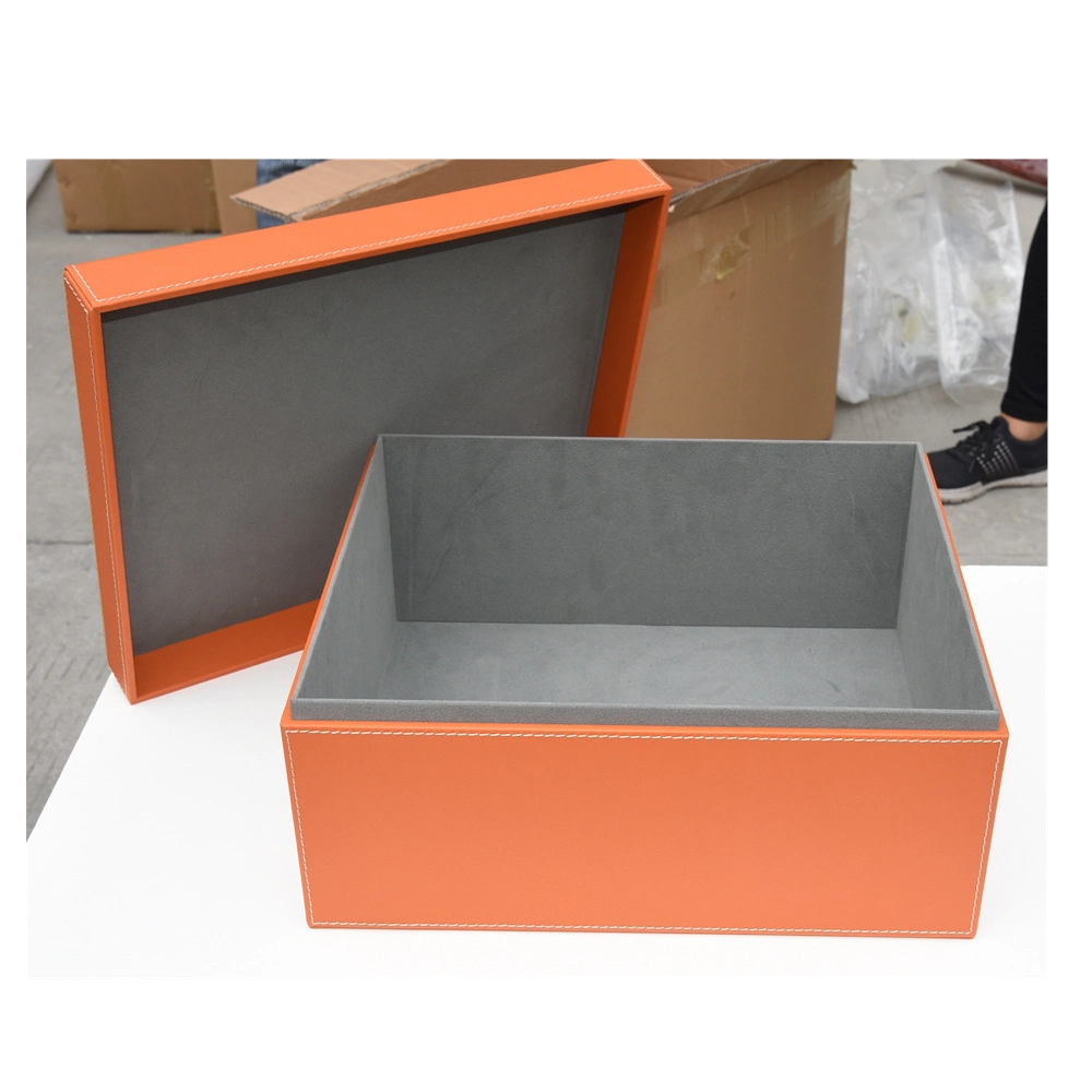 MDF Leather Wardrobe Storage Box for Cabinet with Cover