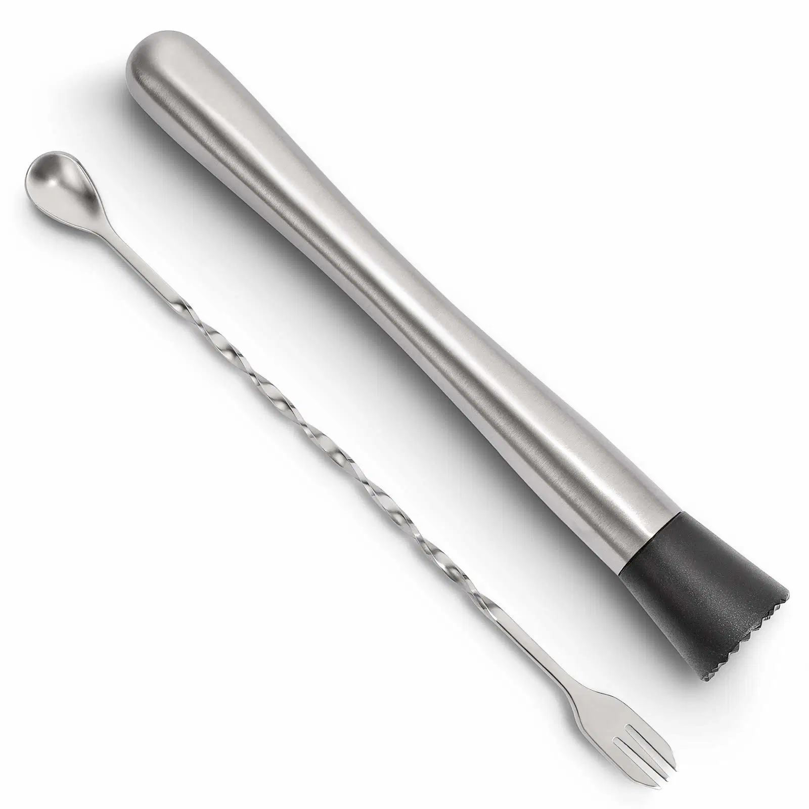 10 Inch Stainless Steel Cocktail Muddler Mixing Spoon Set Create Drinks Muddler